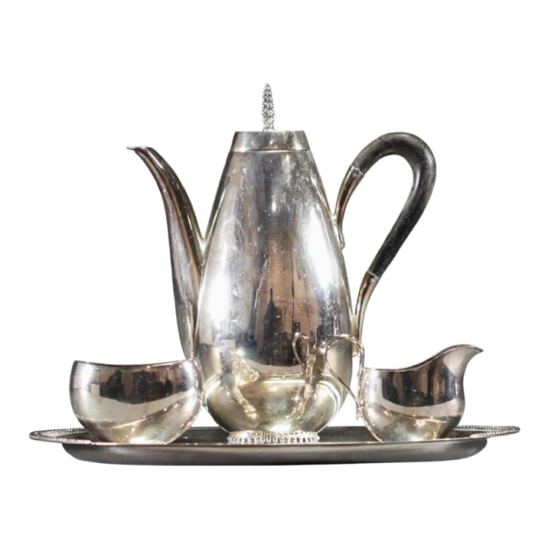 Jakob Grimminger, service à thé / café en argent Art Déco, tête-à-tête, Allemagne début 20ème siècle