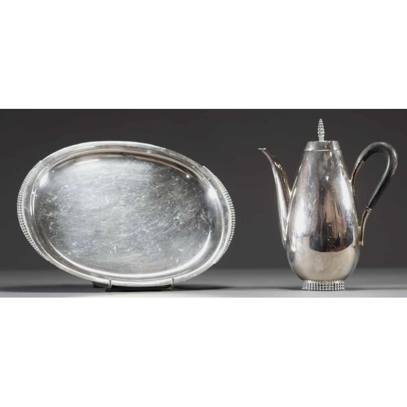 Jakob Grimminger, service à thé / café en argent Art Déco, tête-à-tête, Allemagne début 20ème siècle