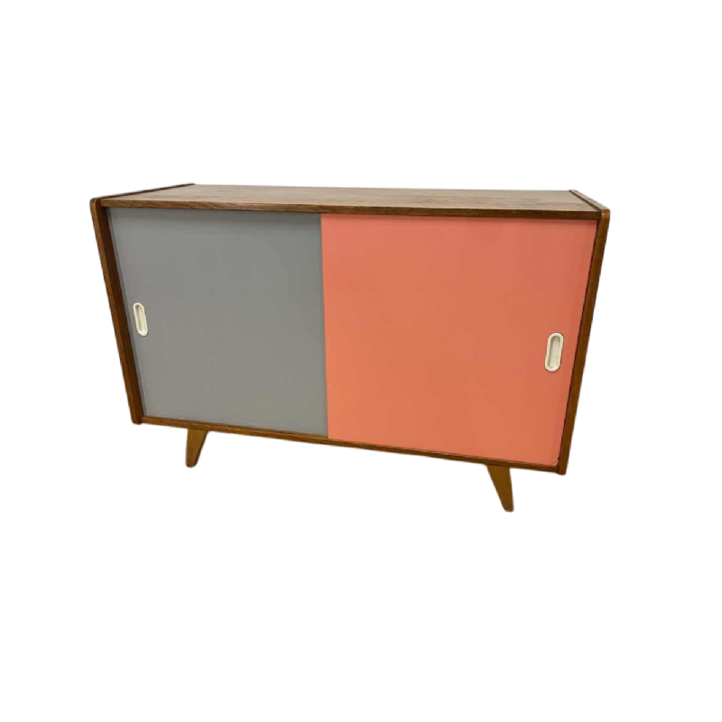 JIRI JIROUTEK for INTERIEUR PRAHA - Two-tone sideboard / chest of drawers U-452 with sliding doors, ca 1958