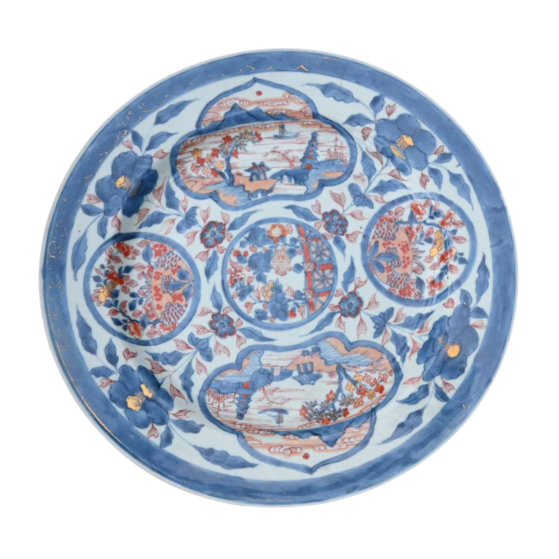 Grande assiette en porcelaine Imari chinoise du XVIIIe siècle, époque Kangxi