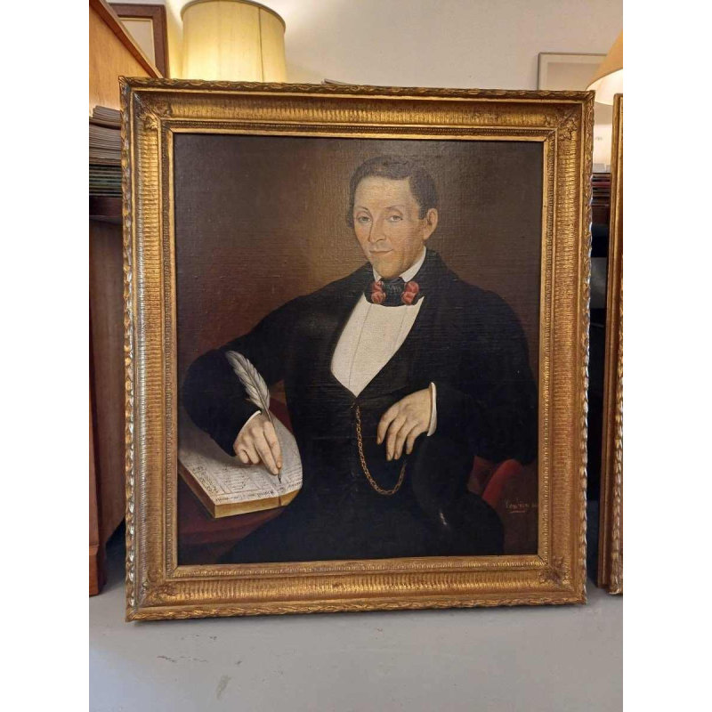 Paire de tableaux “Portraits“ huiles sur toile signées Cambien, 1856