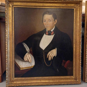 Paar schilderijen “Portretten”, olieverf op doek, gesigneerd Cambien, 1856