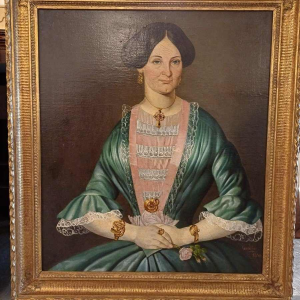 Paar schilderijen “Portretten”, olieverf op doek, gesigneerd Cambien, 1856