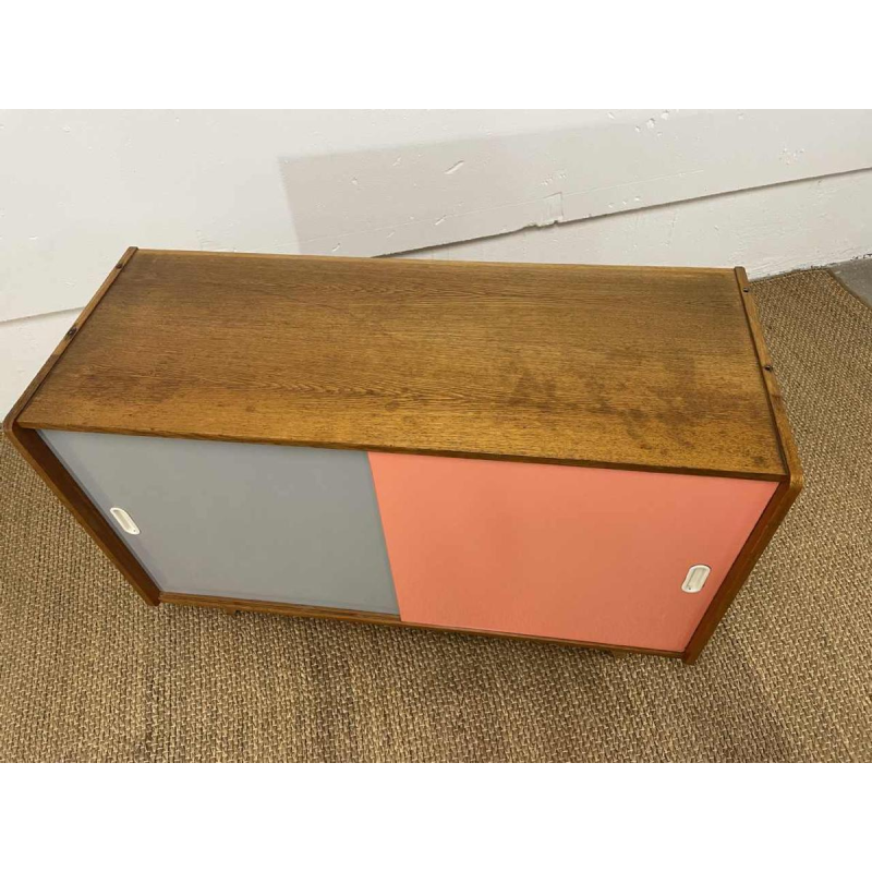JIRI JIROUTEK for INTERIEUR PRAHA - Two-tone sideboard / chest of drawers U-452 with sliding doors, ca 1958