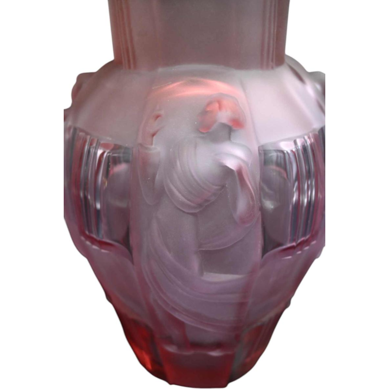 René Lalique, Art Deco vase with 4 dancing women, moulded pressed glass