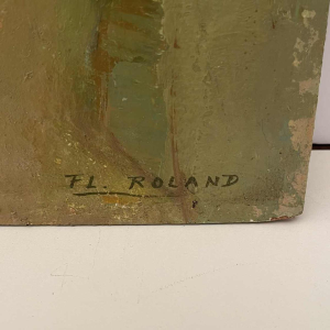 Flory Roland, painting - Butterflies - 3 women's faces, oil painting on panel, ca 1975