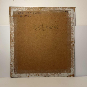 Flory Roland, schilderij - Vlinders - 3 vrouwengezichten, olieverf op paneel, ca. 1975