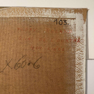 Flory Roland, tableau - Les papillons - 3 visages de femmes, peinture huile sur panneau, ca 1975