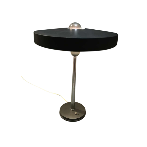 LOUIS KALFF voor PHILIPS “Timor 69” lamp, verchroomd staal en geverfd plaatstaal, circa 1957