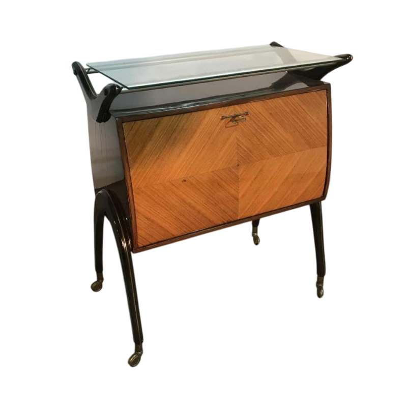 CESARE LACCA for COSTINITI-ROVERATO - Bar cabinet on castors, Italy ca 1960