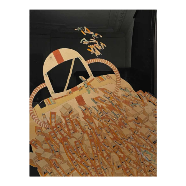 Fernand Flausch, tableau Pop Art, technique mixte sur papier, 1973