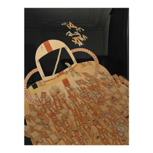 Fernand Flausch, tableau Pop Art, technique mixte sur papier, 1973