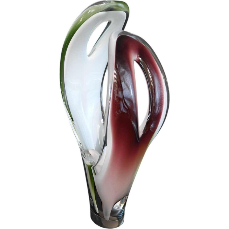 Flygsfors, multicoloured glass shell vase, Swedish Design, ca 1950-1960