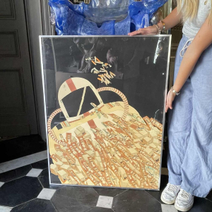 Fernand Flausch, tableau Pop Art, technique mixte sur papier, 1973