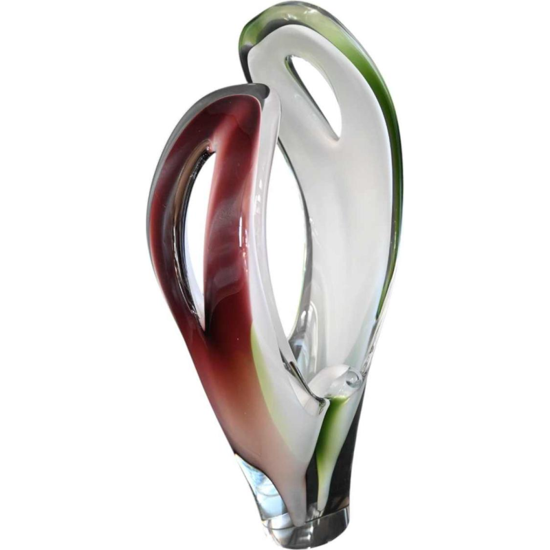 Flygsfors, multicoloured glass shell vase, Swedish Design, ca 1950-1960