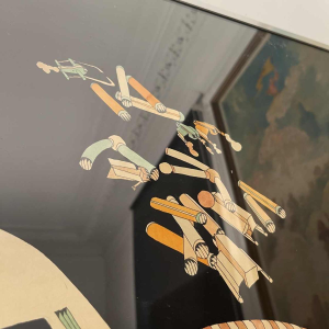 Fernand Flausch, tableau Pop Art, technique mixte sur papier, 1973