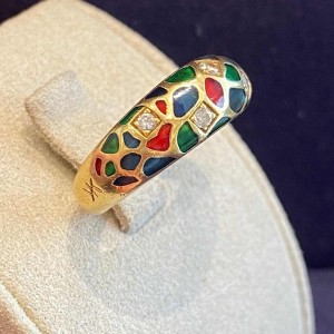 KORLOFF, bague jonc en or jaune, émaux polychromes, ca 1980-1990