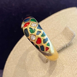 KORLOFF, bague jonc en or jaune, émaux polychromes, ca 1980-1990