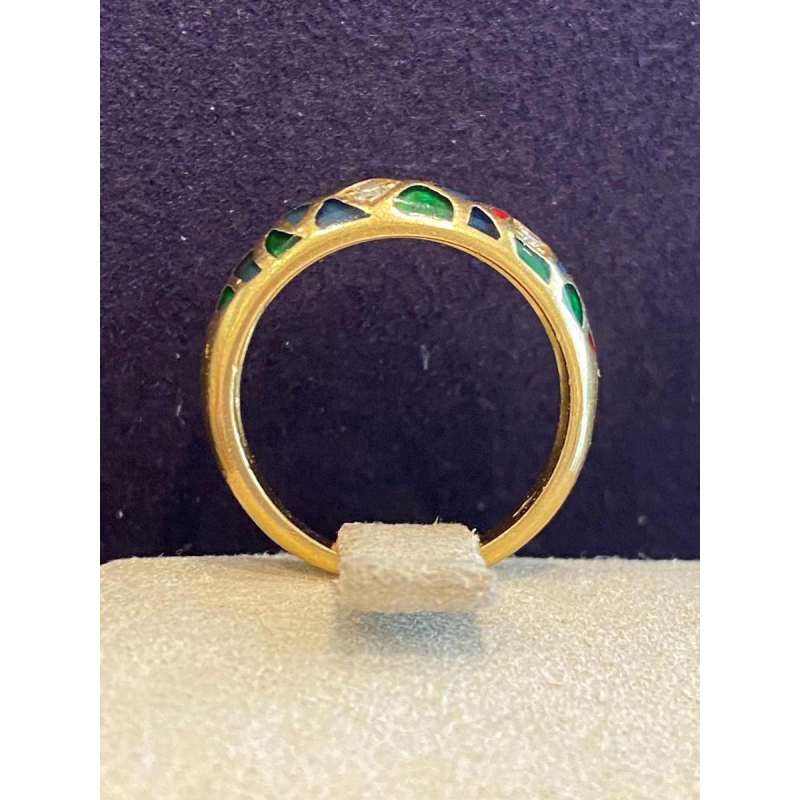 KORLOFF, yellow gold bangle ring, polychrome enamels, ca. 1980–1990