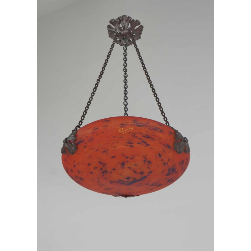 SCHNEIDER : FRENCH 1925 ART DECO PENDANT Le Verre Français chandelier France