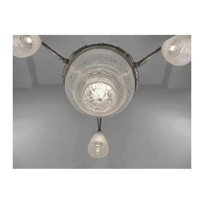 Cherrier & Besnus : French art deco chandelier ... 1930 France