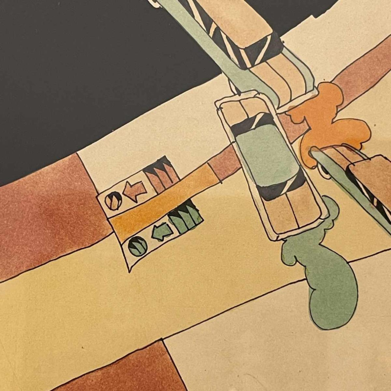 Fernand Flausch, Pop Art schilderij, gemengde techniek op papier, 1973