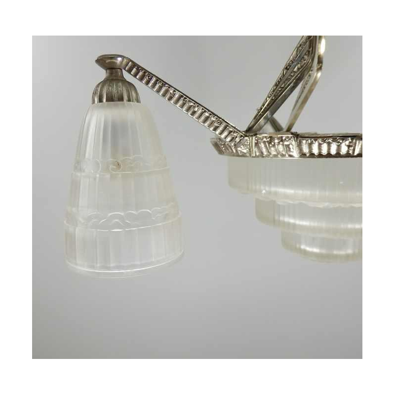 Cherrier & Besnus : French art deco chandelier ... 1930 France