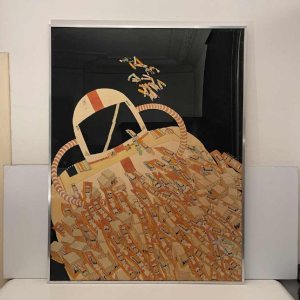 Fernand Flausch, tableau Pop Art, technique mixte sur papier, 1973