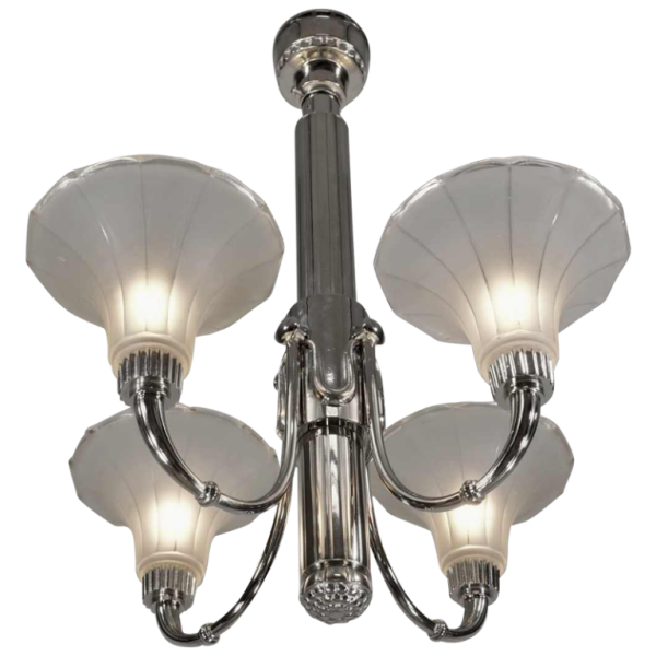 Petitot: French art deco chandelier ... 1930 France