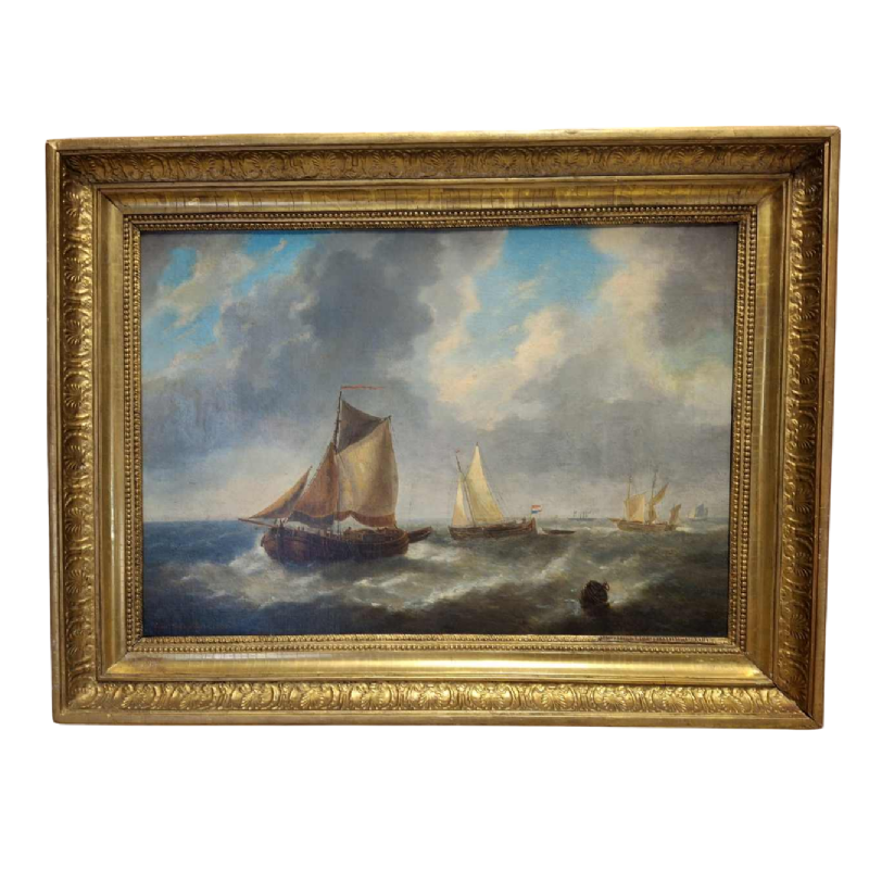 Charles-Louis Verboeckhoven, zeegezicht, olieverf op doek, 1860