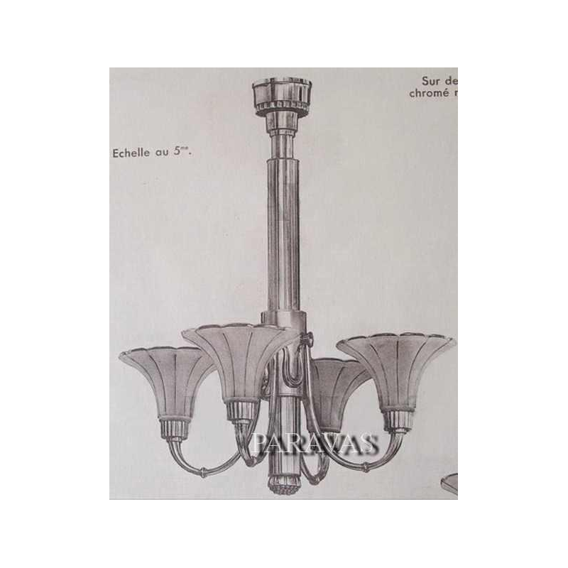 Petitot: French art deco chandelier ... 1930 France