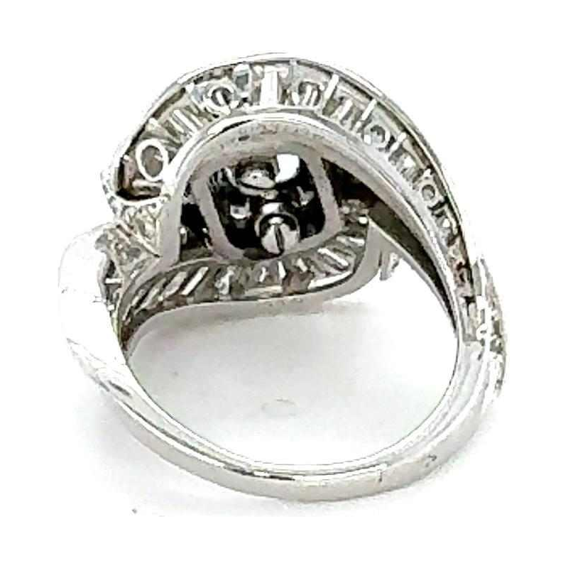 Mellerio Paris, ring in witgoud, aquamarijn en baguette geslepen diamanten