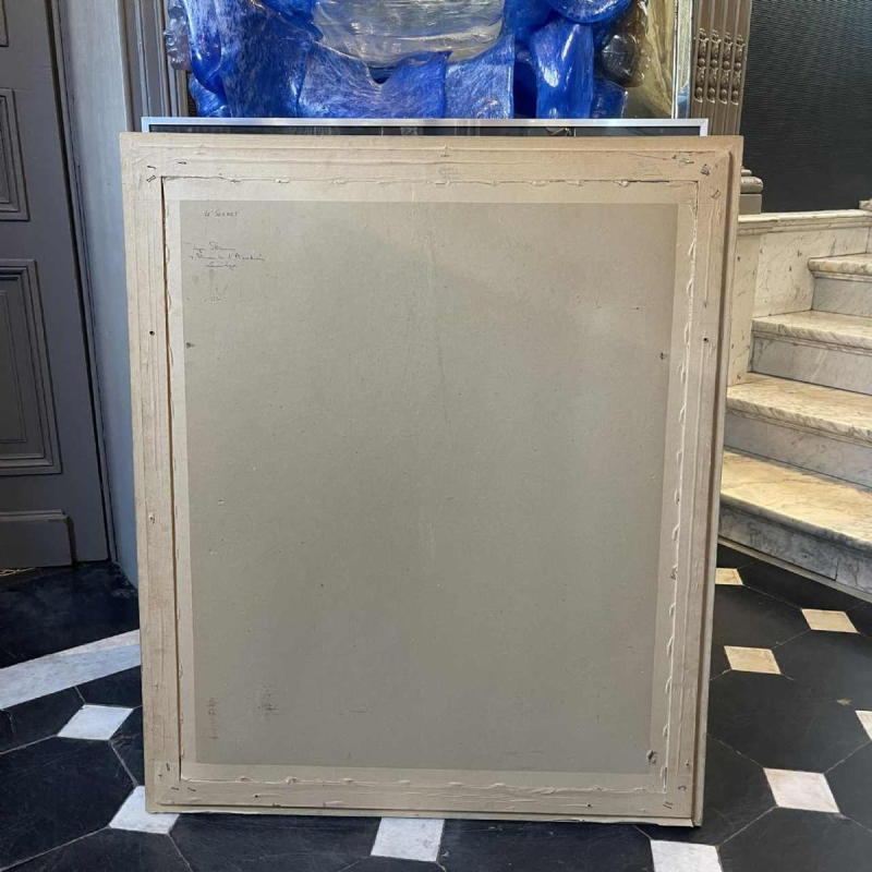 Denyse Willem “Le secret“ 3 femmes nues / nymphes, tableau symboliste & fantastique, 1970