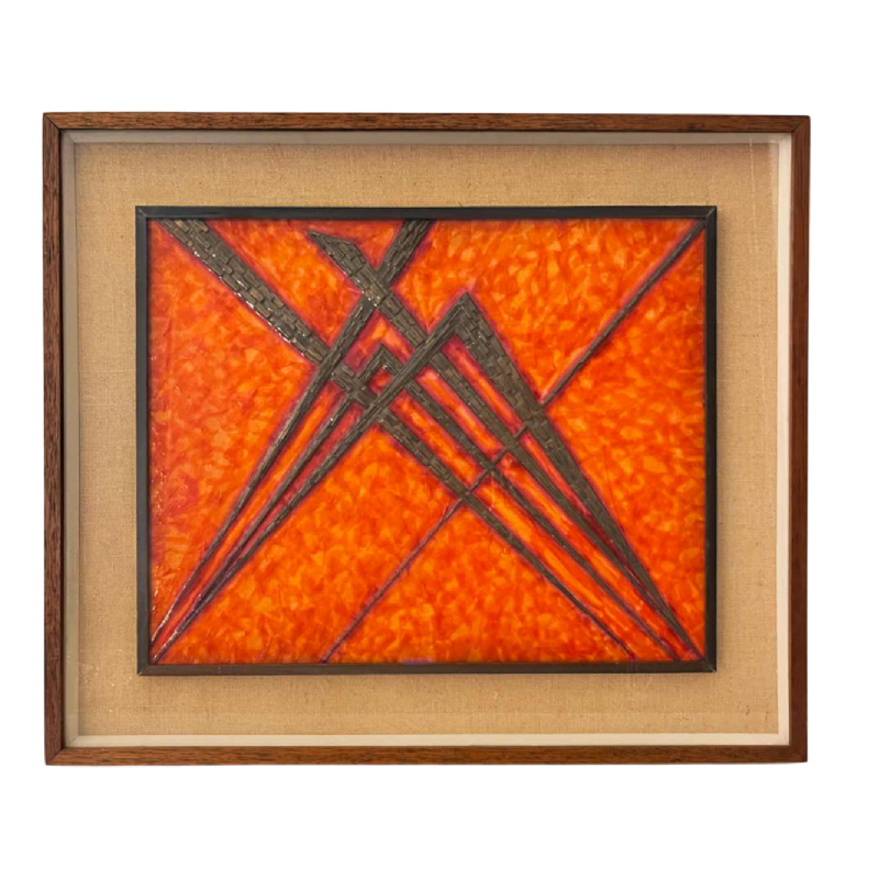 Antonio Secci, Brutalist abstract painting, mixed media on panel, Milan, Italy 1969