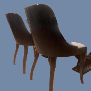 Art Deco dining table and 6 chairs, black lacquered + 2 extensions, fully restored, circa 1930