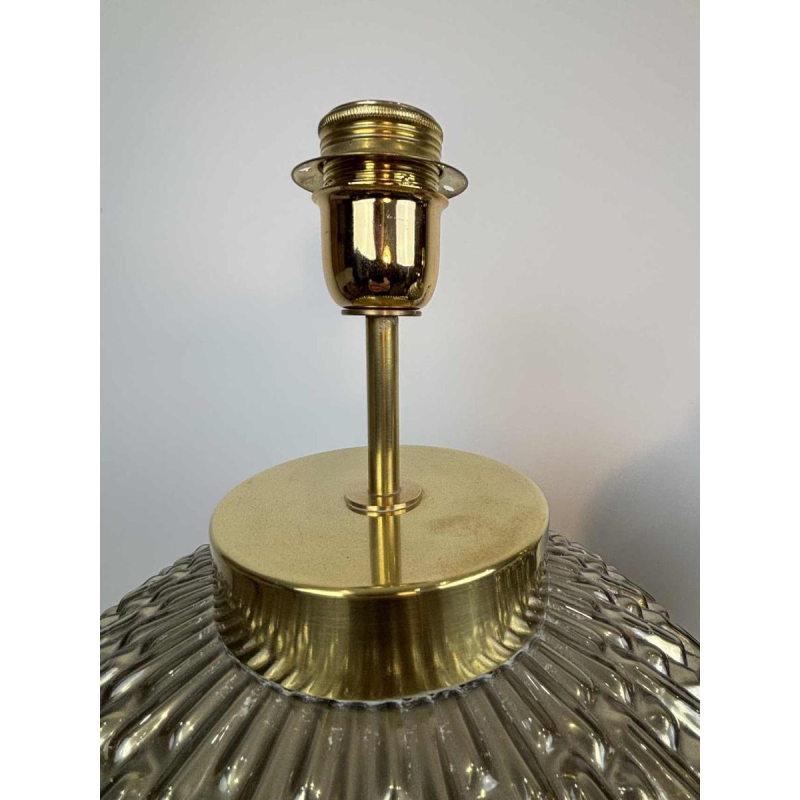 Murano, paire de lampes Hollywood Regency en verre soufflé et laiton, Italie ca 1980