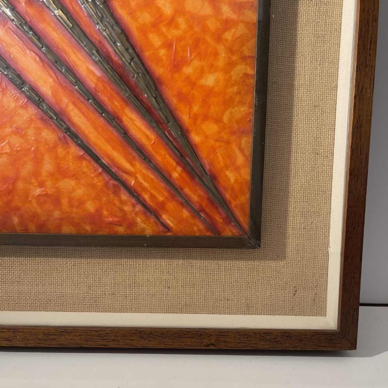 Antonio Secci, brutalistisch abstract schilderij, gemengde techniek op paneel, Italië Milaan 1969