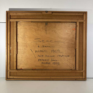 Antonio Secci, tableau abstrait brutaliste, technique mixte sur panneau, Italy Milano 1969