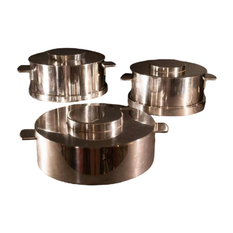 VUILLERMET Orfèvre à Lyon, suite de 3 plats Art Déco Moderniste (caviar, condiments) en métal argenté