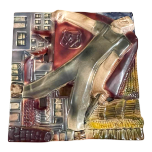 RENE BOSCHMANS for COCERAM, complete series of 4 bas-relief sculptures, freemasonry, ca 1950