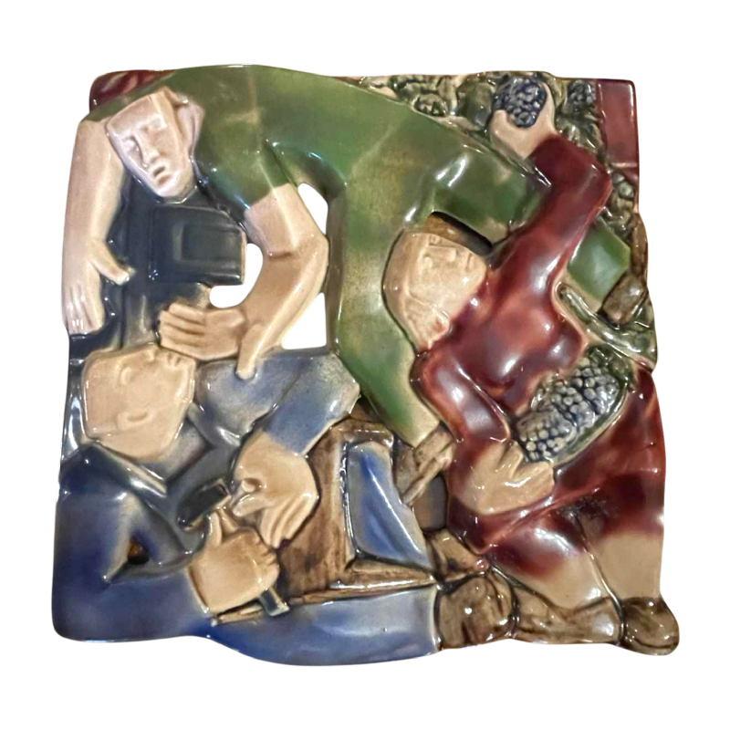 RENE BOSCHMANS for COCERAM, complete series of 4 bas-relief sculptures, freemasonry, ca 1950