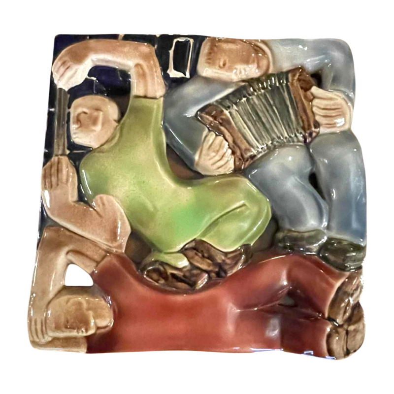 RENE BOSCHMANS for COCERAM, complete series of 4 bas-relief sculptures, freemasonry, ca 1950