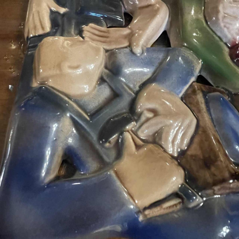 RENE BOSCHMANS voor COCERAM, complete serie van 4 bas-reliëf sculpturen, vrijmetselarij, ca 1950