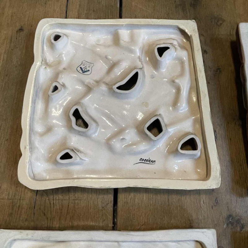 RENE BOSCHMANS for COCERAM, complete series of 4 bas-relief sculptures, freemasonry, ca 1950