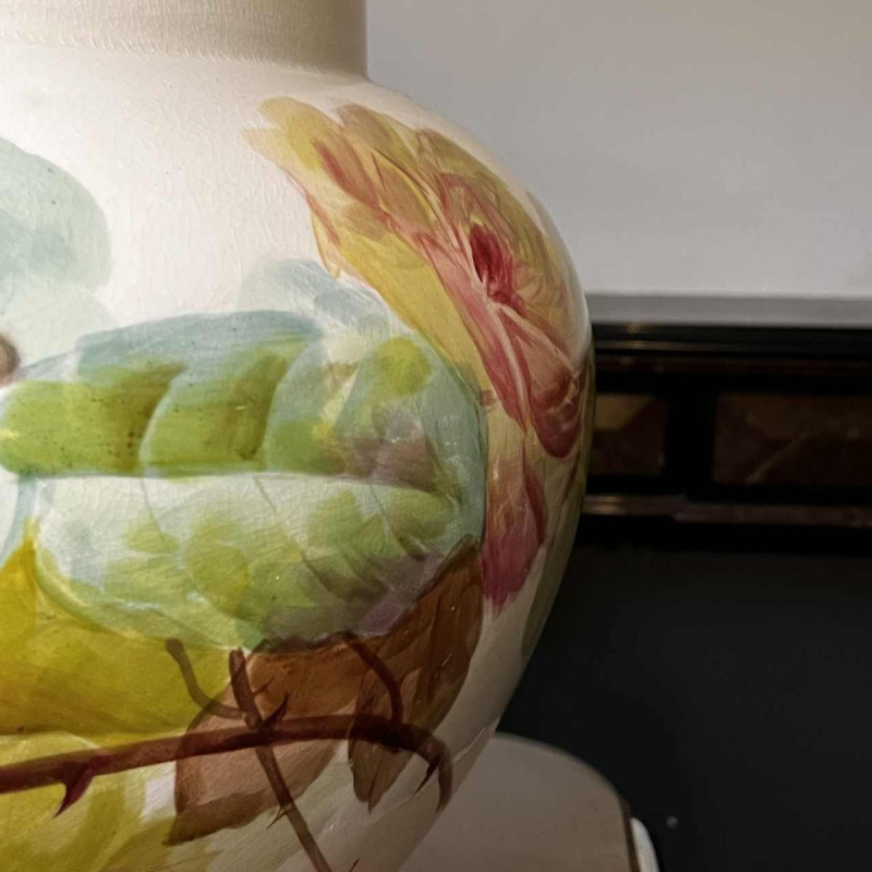 Verbanum Stone Laveno, large earthenware ceramic "Roses" floral planter, ca. 1900