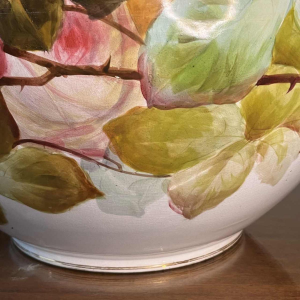 Verbanum Stone Laveno, large earthenware ceramic "Roses" floral planter, ca. 1900