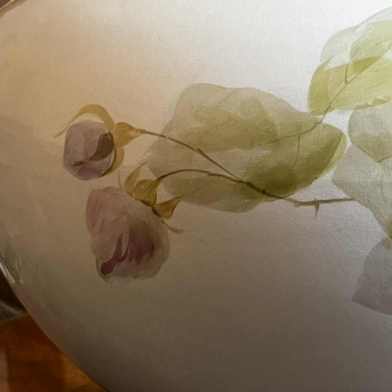 Verbanum Stone Laveno, large earthenware ceramic "Roses" floral planter, ca. 1900