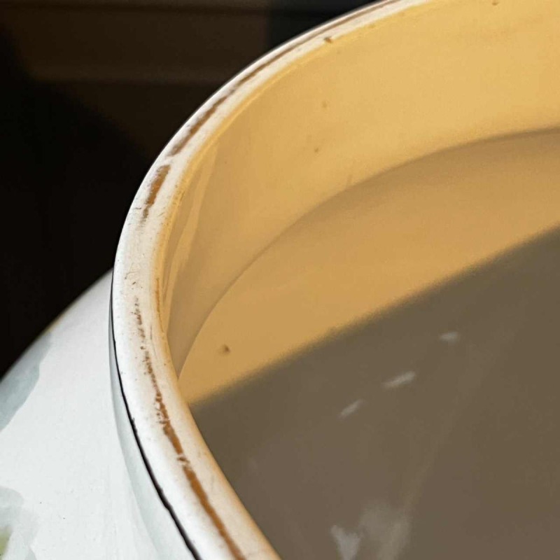 Verbanum Stone Laveno, grand cache-pot de´cor floral "Roses" en céramique faience, ca 1900