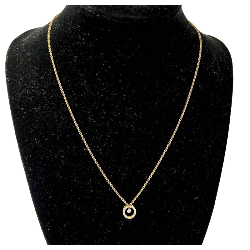 Pendant and chain in 18 ct rose gold, diamonds 0.22 ct, DAVICE collection, 21th century