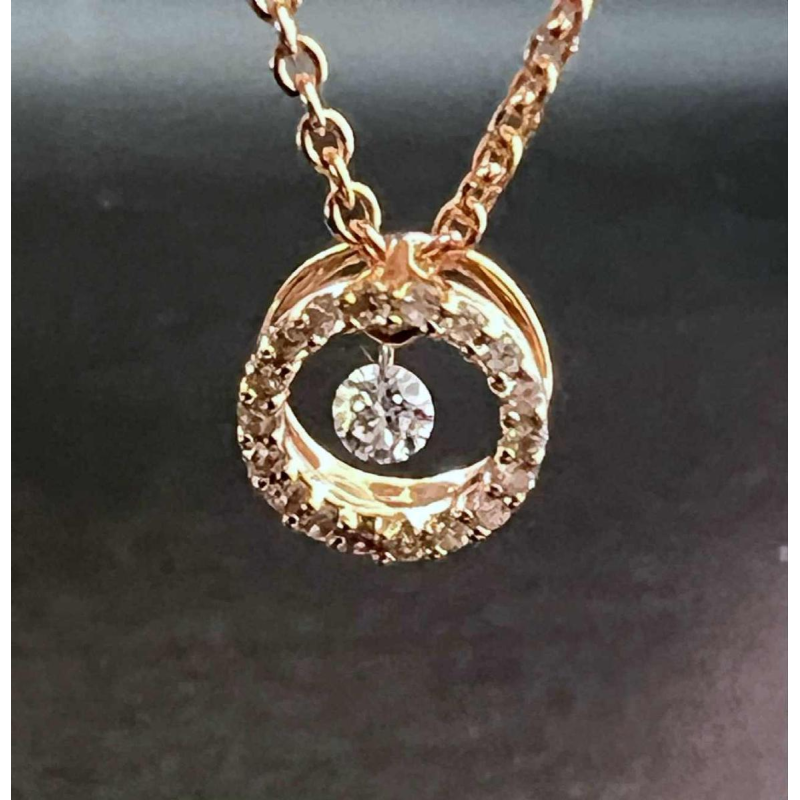 Pendentif et chaîne en or rose 18 ct, diamants 0,22 ct, collection DAVICE, 21ème siècle